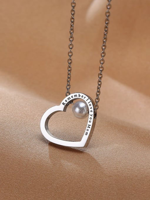 CONG Stainless steel Rhinestone Heart Minimalist Necklace 2