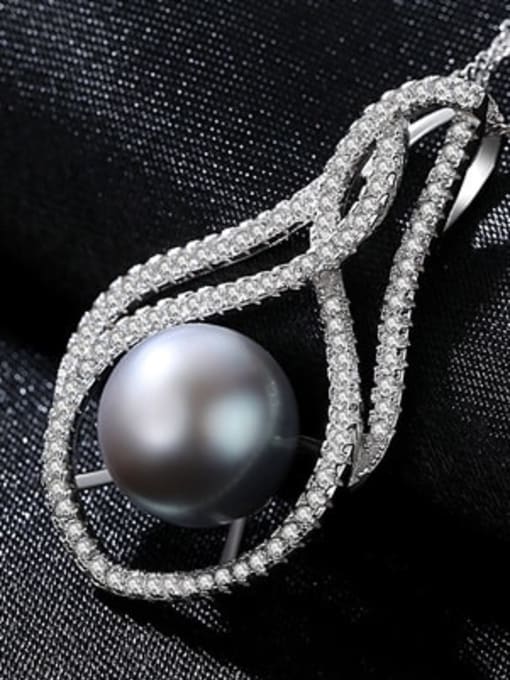 Grey 7G12 925 Sterling Silver  Fashion irregular Pearl Freshwater Pearl Necklace