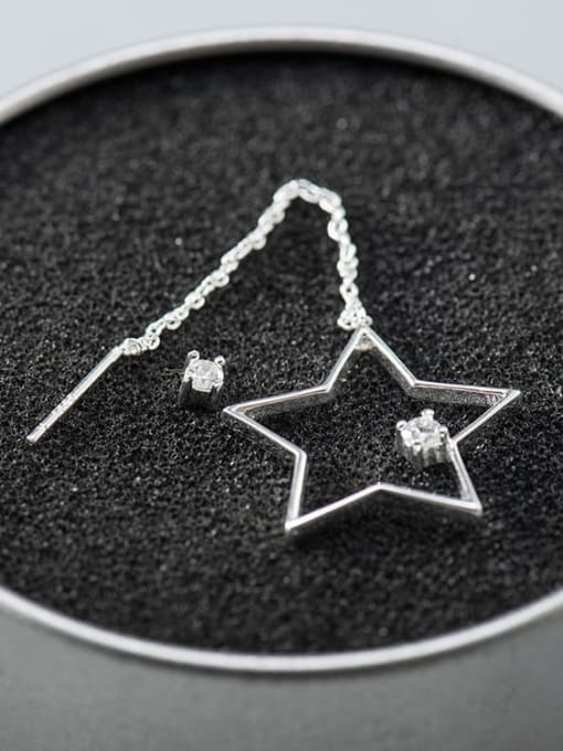 XBOX 925 Sterling Silver Rhinestone Tassel Minimalist  Geometric star asymmetric Drop Earring 0