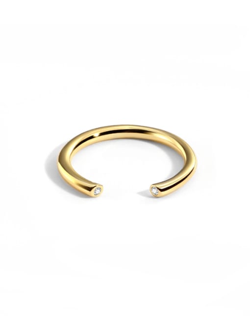 CHARME Brass Rhinestone Geometric Minimalist Band Ring