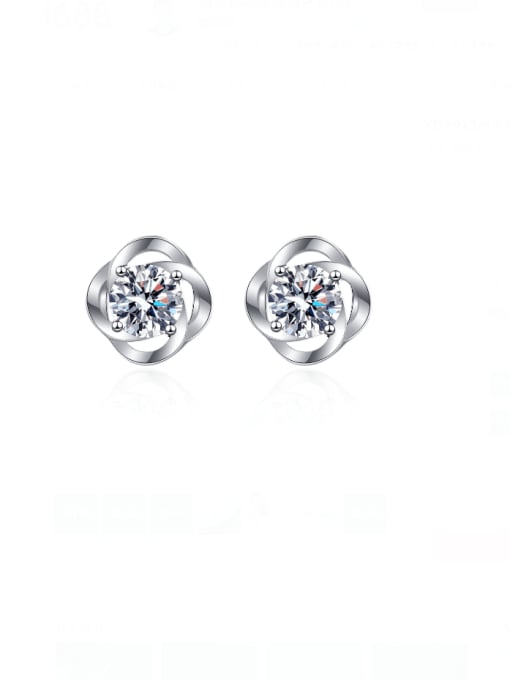 1 carat pair (individual 50 points) 925 Sterling Silver Moissanite Flower Dainty Stud Earring