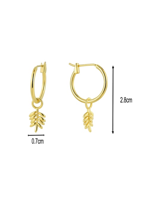 CHARME Brass Feather Minimalist Huggie Earring 2