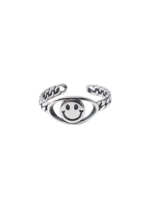 XBOX 925 Sterling Silver Vintage  Smiling Face Band Ring 2