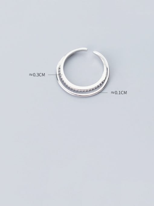 Rosh 925 sterling silver rhinestone white round minimalist free size  ring 1