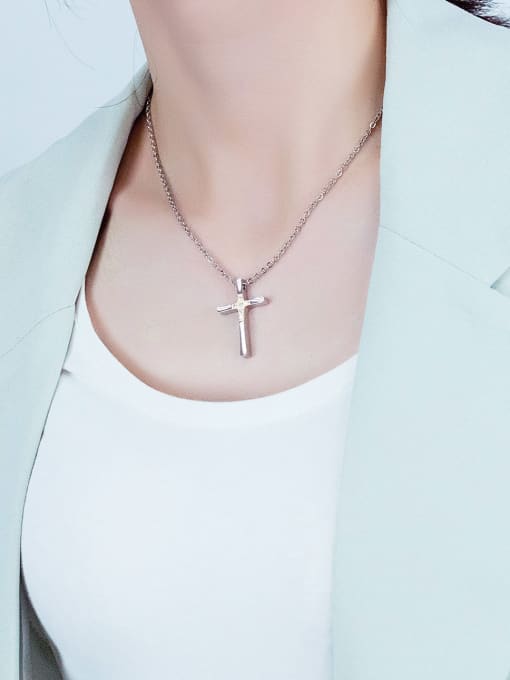 Open Sky Titanium Cross Minimalist Regligious Necklace 1