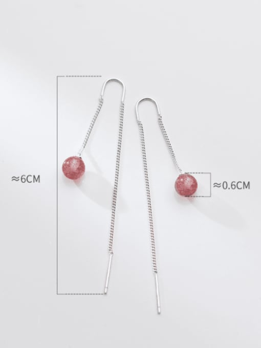 Rosh 925 Sterling Silver Garnet Tassel Minimalist Threader Earring 3