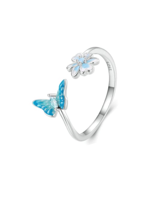 Jare 925 Sterling Silver Enamel Butterfly Cute Band Ring 0