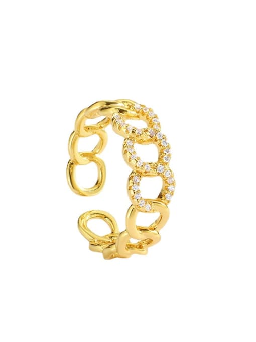 CHARME Brass Cubic Zirconia Geometric  Chain Minimalist Band Ring
