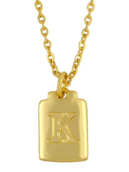 K Brass Geometric Letter Minimalist Necklace
