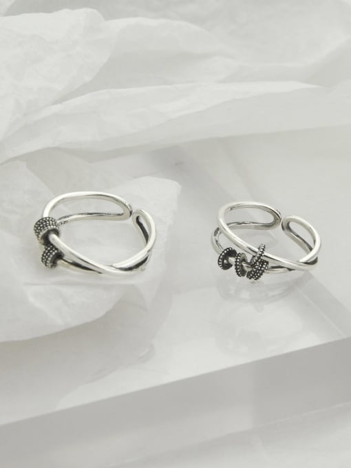 SHUI Vintage Sterling Silver With Platinum Plated Simplistic Irregular Free Size Rings