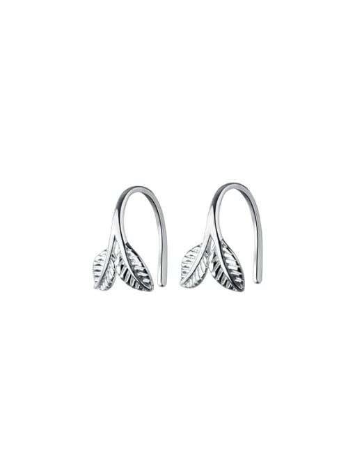 silver 925 Sterling Silver Leaf Minimalist Stud Earring