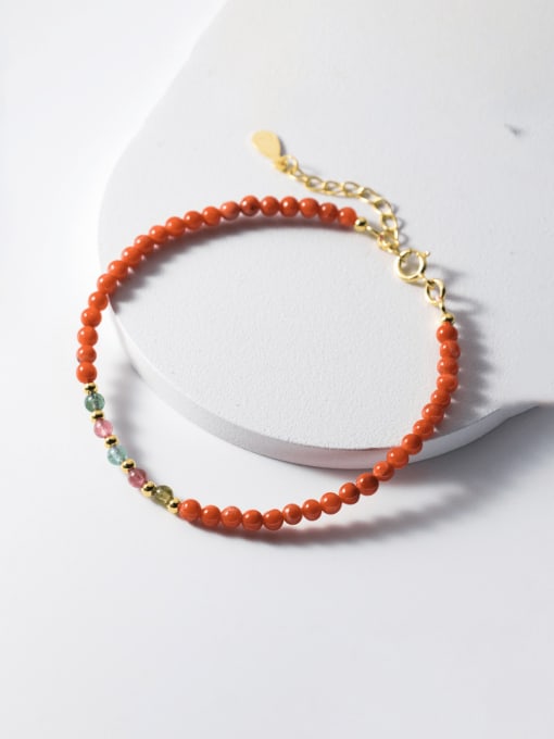 gold 925 Sterling Silver Carnelian Irregular Minimalist Handmade Beaded Bracelet