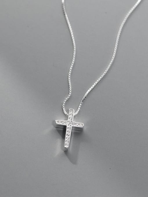 Rosh 925 Sterling Silver Cross Minimalist Regligious Necklace