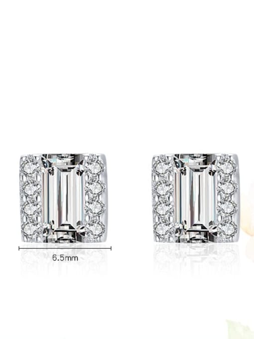 MODN 925 Sterling Silver Cubic Zirconia Square Classic Stud Earring 2
