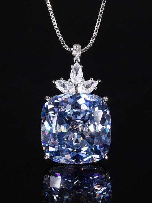 Bird's Nest Cut White Plated Orchid Brass Cubic Zirconia Geometric Luxury Necklace