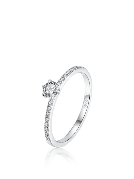 YGR904 925 Sterling Silver Cubic Zirconia Heart Classic Band Ring