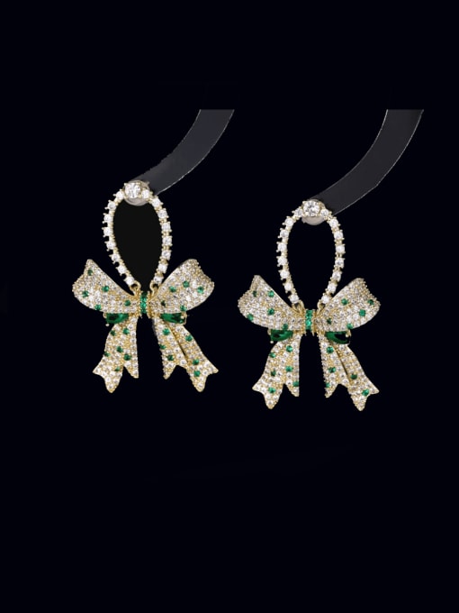 Luxu Brass Cubic Zirconia Bowknot Luxury Cluster Earring 2