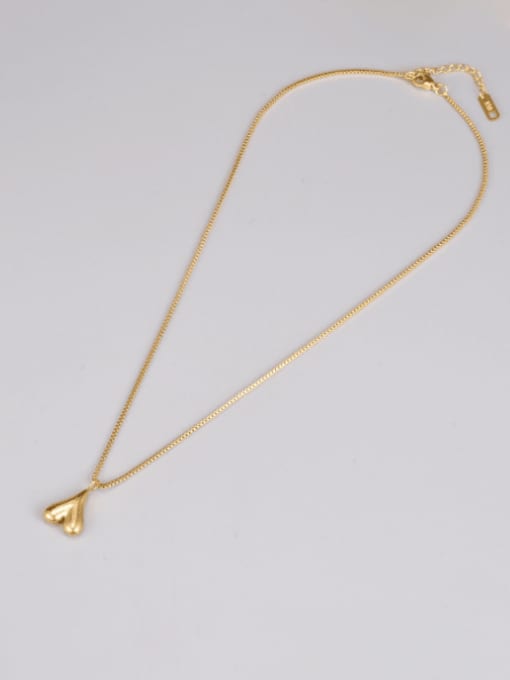 A TEEM Titanium Steel Heart Minimalist Beaded Chain Necklace 1