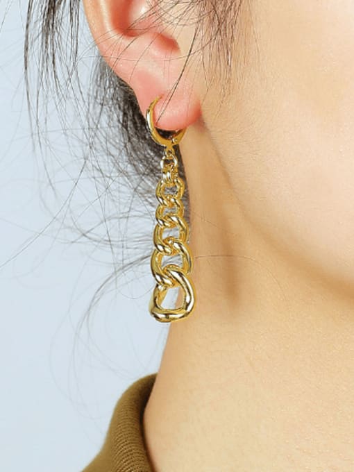 CHARME Brass Geometric Chain Minimalist Drop Earring 1