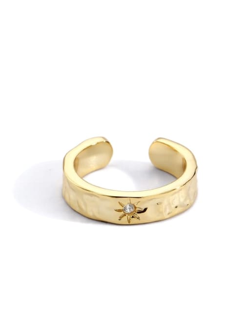 Golden retro meteor ring Brass Rhinestone Geometric Vintage Band Ring
