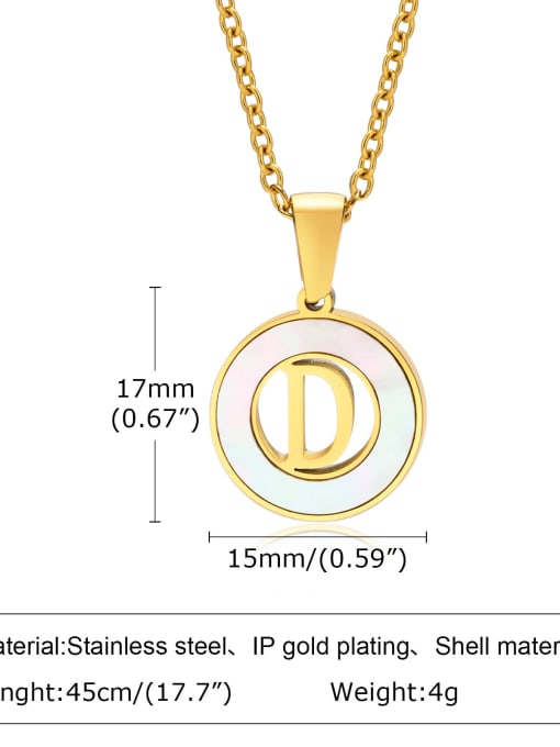 D letter 45CM Stainless steel Shell Letter Minimalist Necklace