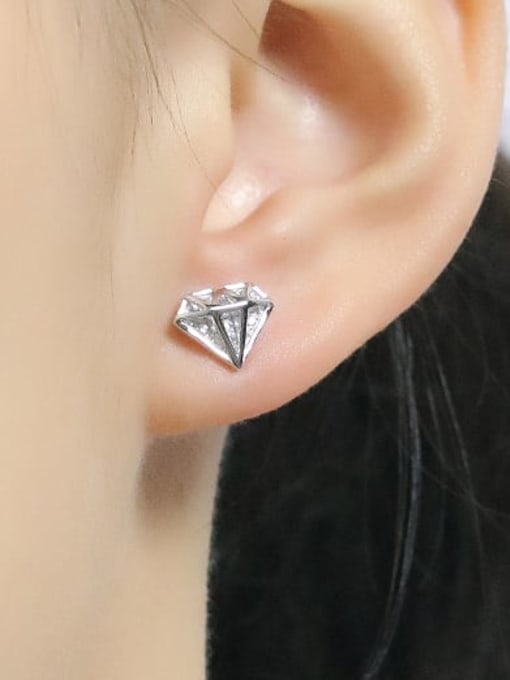 Dan 925 Sterling Silver Cubic Zirconia Heart Dainty Stud Earring 1