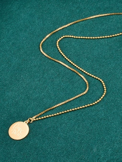 A TEEM Titanium Steel Letter Vintage Round Pendant Necklace