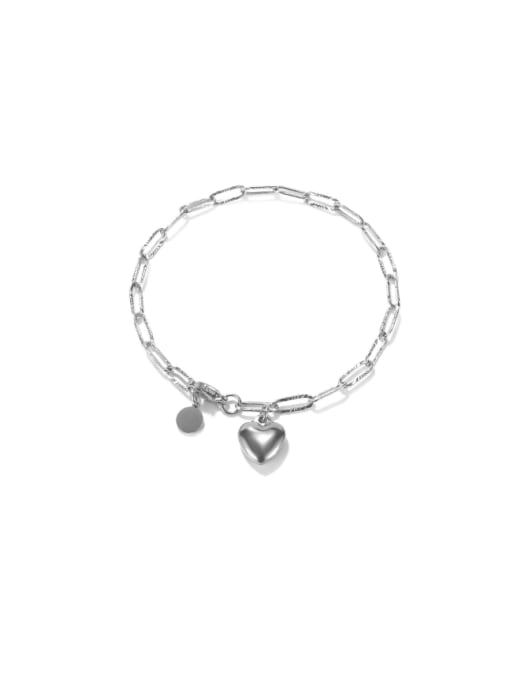 Open Sky Titanium Steel Heart Minimalist Link Bracelet 0