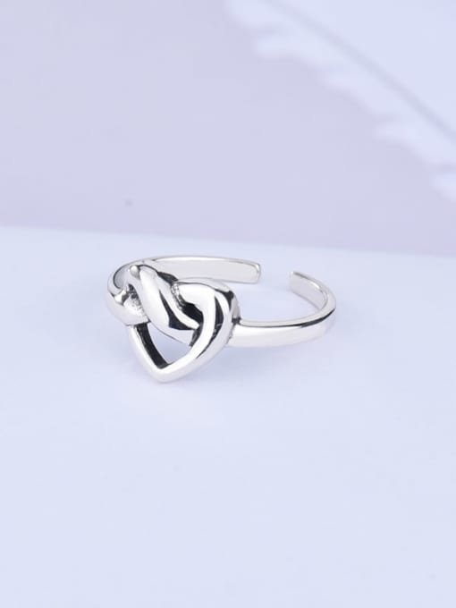 XBOX 925 Sterling Silver Hollow Heart Vintage Band Ring 4