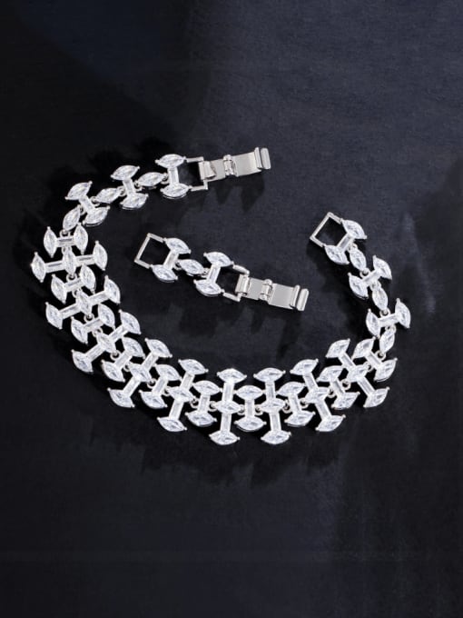 L.WIN Brass Cubic Zirconia Geometric Luxury Bracelet 3