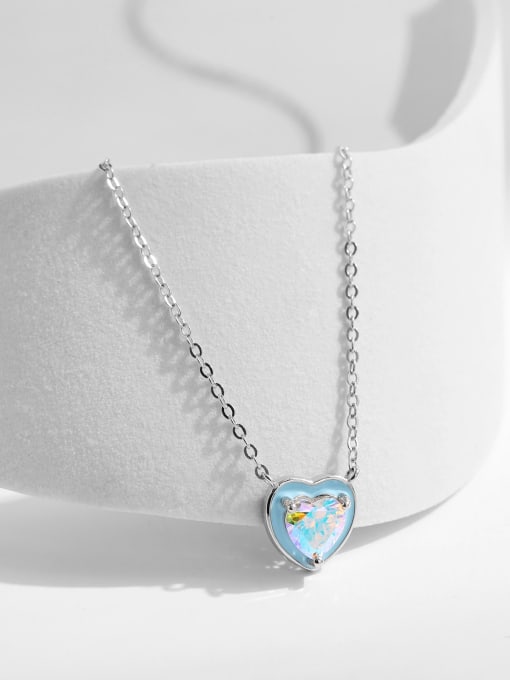 MODN 925 Sterling Silver Cubic Zirconia Heart Dainty Necklace 3