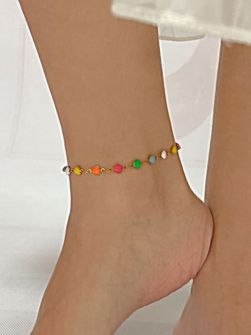 Open Sky Titanium Steel Enamel  Heart Minimalist  Anklet 1