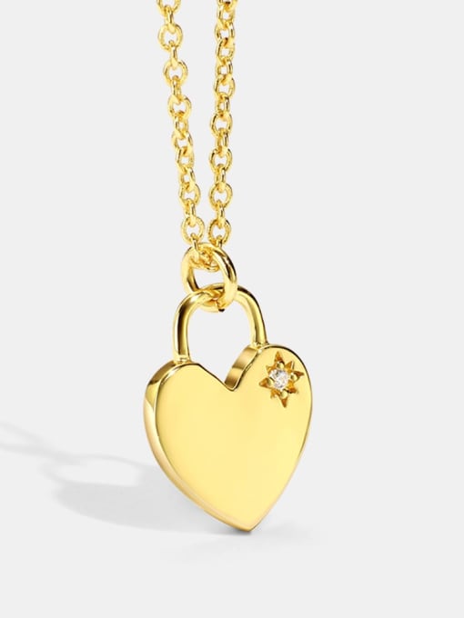CHARME Brass Rhinestone Heart Minimalist Necklace 0