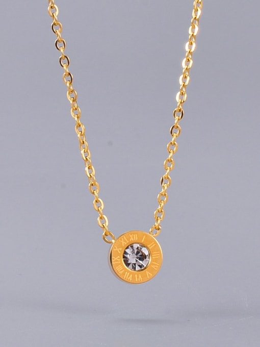 A TEEM Titanium Steel Rhinestone Round Vintage Necklace
