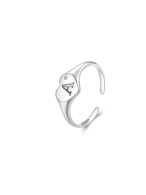 Jare 925 Sterling Silver Letter A Minimalist Band Ring