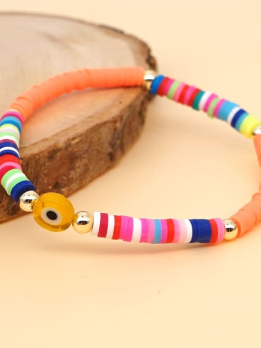 QT B200107H Stainless steel Multi Color Polymer Clay Geometric Bohemia Stretch Bracelet