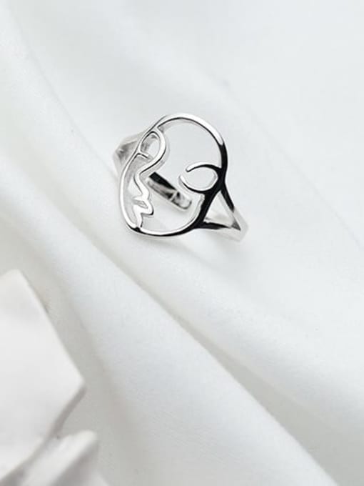 Rosh 925 Sterling Silver Minimalist Hollow Face  Free Size Ring 2
