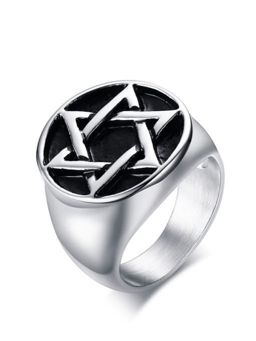 CONG Titanium Steel  Vintage Five-pointed star  Band Ring