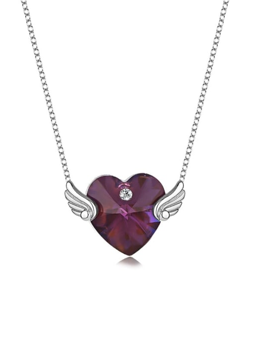 JYXZ 026 (purple) 925 Sterling Silver Austrian Crystal Heart Classic Necklace
