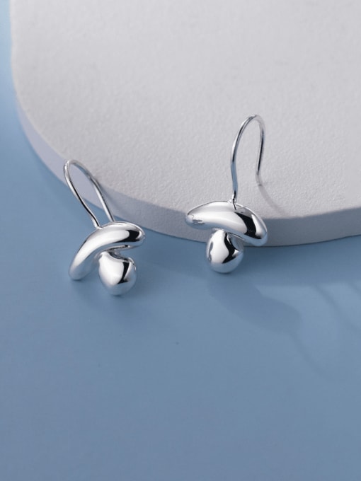 silver 925 Sterling Silver Mushroom Minimalist Hook Earring