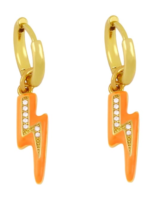 orange Brass Enamel Irregular Minimalist Huggie Earring