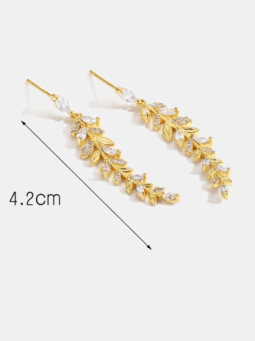 CHARME Brass Cubic Zirconia Leaf Minimalist Stud Earring 2