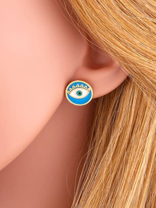 CC Brass Enamel Evil Eye Ethnic Stud Earring 1