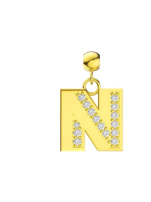 Single Letter N 925 Sterling Silver Cubic Zirconia Letter Minimalist Necklace