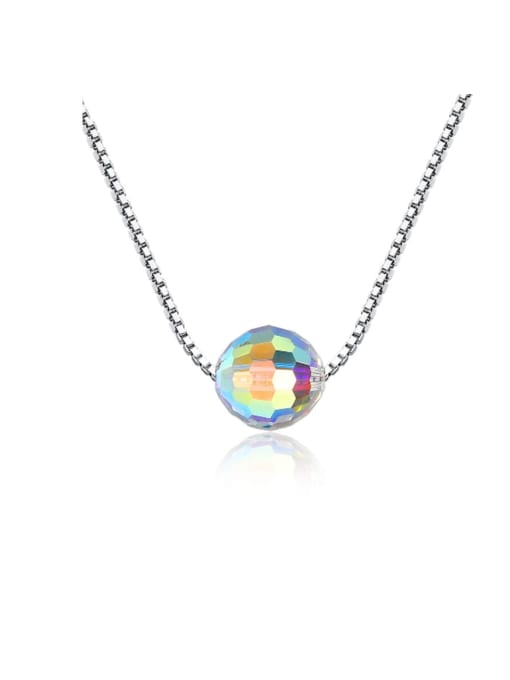 CCUI 925 Sterling Silver Simple Synthetic Crystal Pendant Necklace 0