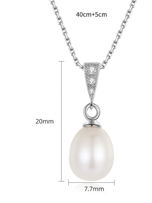 CCUI 925 Sterling Silver Imitation Pearl Water Drop Dainty Necklace 3