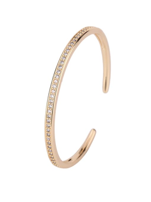 White zirconium bracelet Brass Cubic Zirconia Geometric Luxury Cuff Bangle