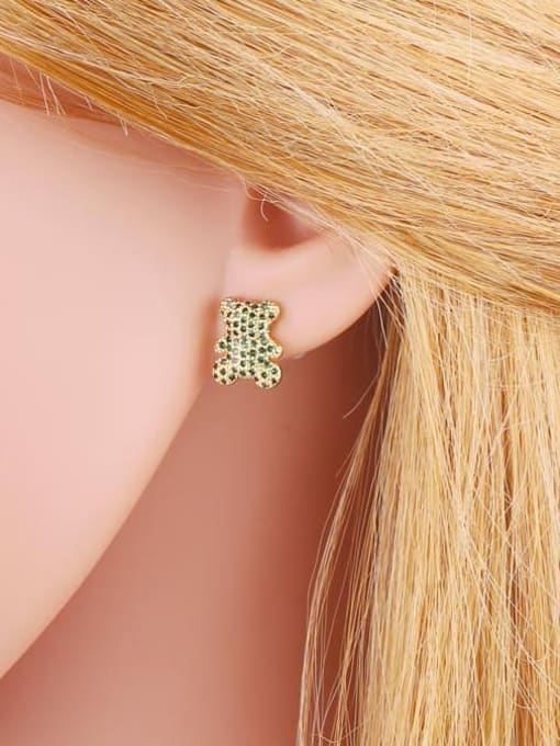 CC Brass Cubic Zirconia Rabbit Cute Stud Earring 1