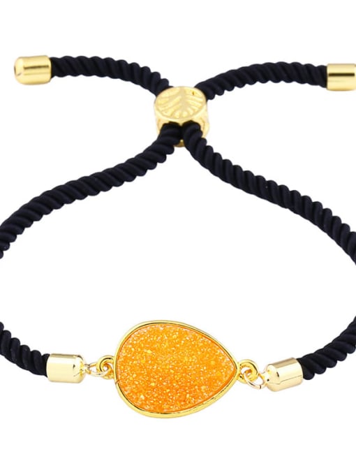 Black rope orange Leather Geometric Minimalist Adjustable Bracelet