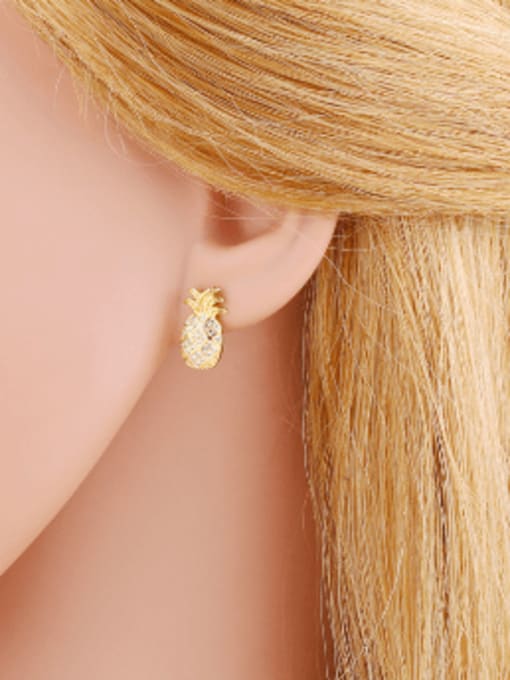 CC Brass Cubic Zirconia Heart Cute Stud Earring 1
